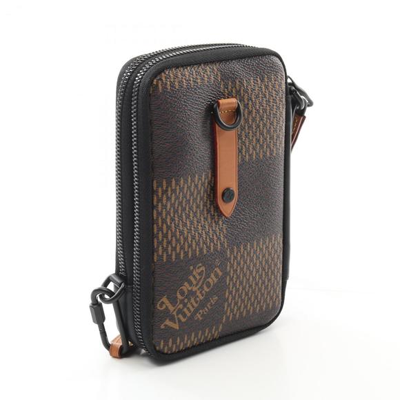 LOUIS VUITTON x NIGO Double Phone Pouch Shoulder Bag Coated Canvas Leather - Picture 3 of 9